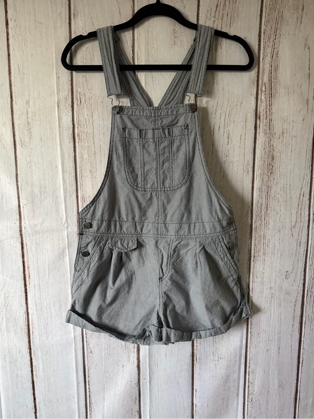Vans Hickory Stripe Denim Shortall Overalls Size 7
